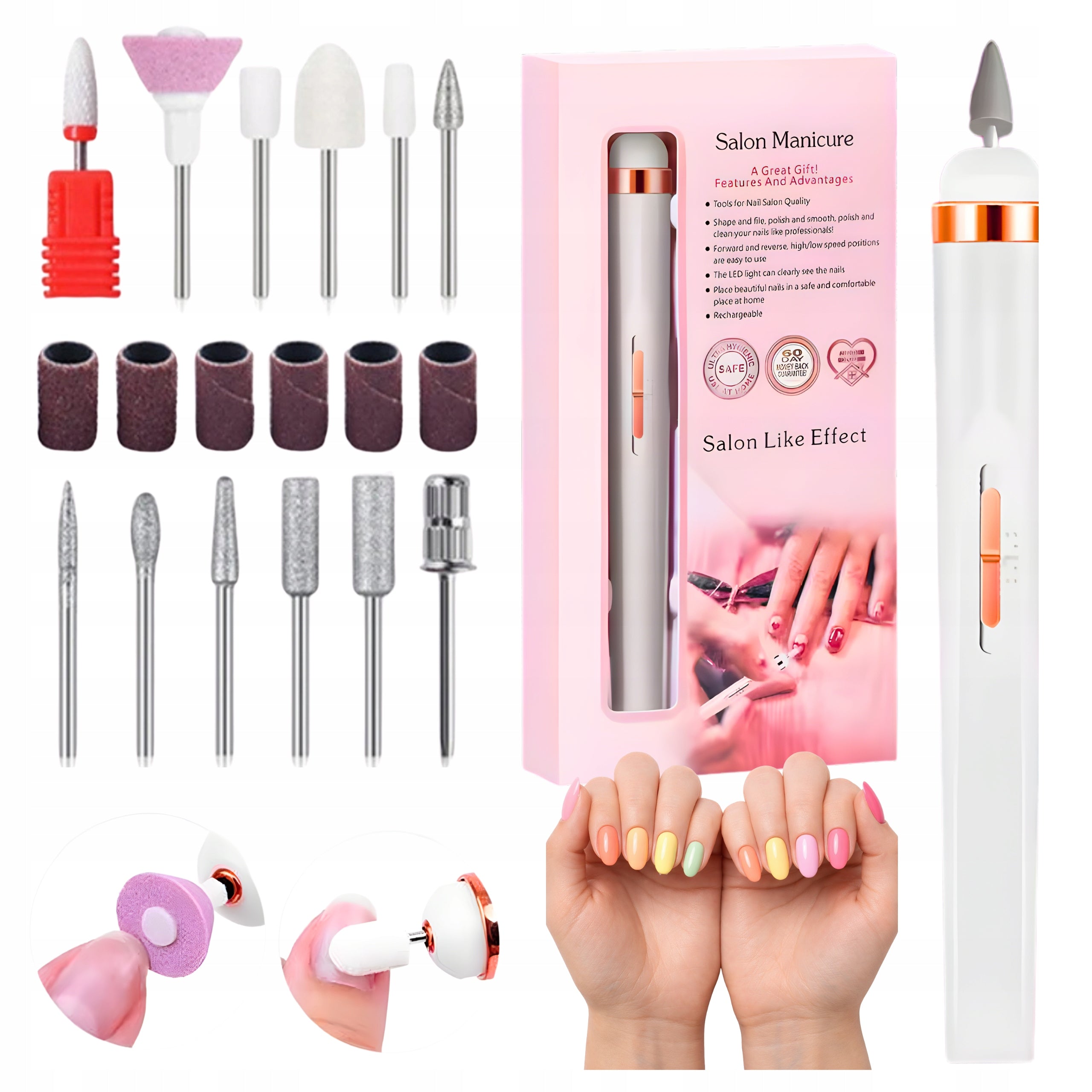 Nail Milling Machine 20W Wireless USB LED Cutter Set Manicure Gel
