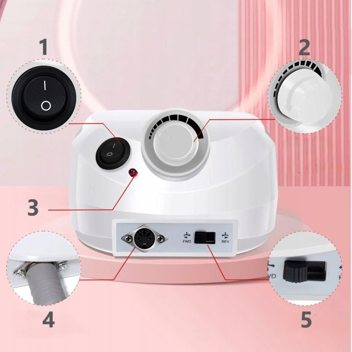 Nail Milling Machine 65W Strong Professional Manicure Pedicure Cutter Set Brand no brand