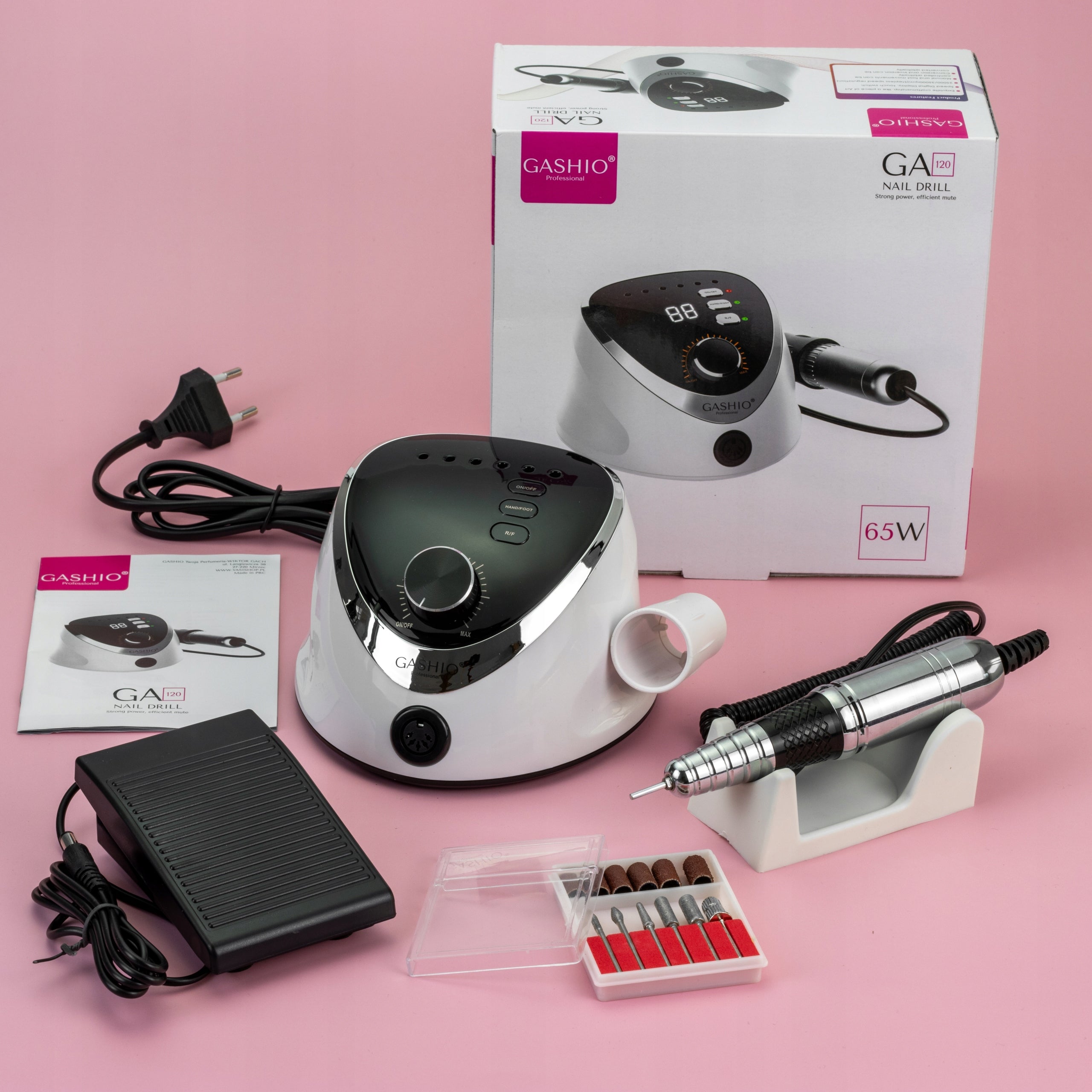 Nail Milling Machine Professional Manicure Pedicure 65W with Cutter Set Manufacturer code Frezarka Do Paznokci GA120