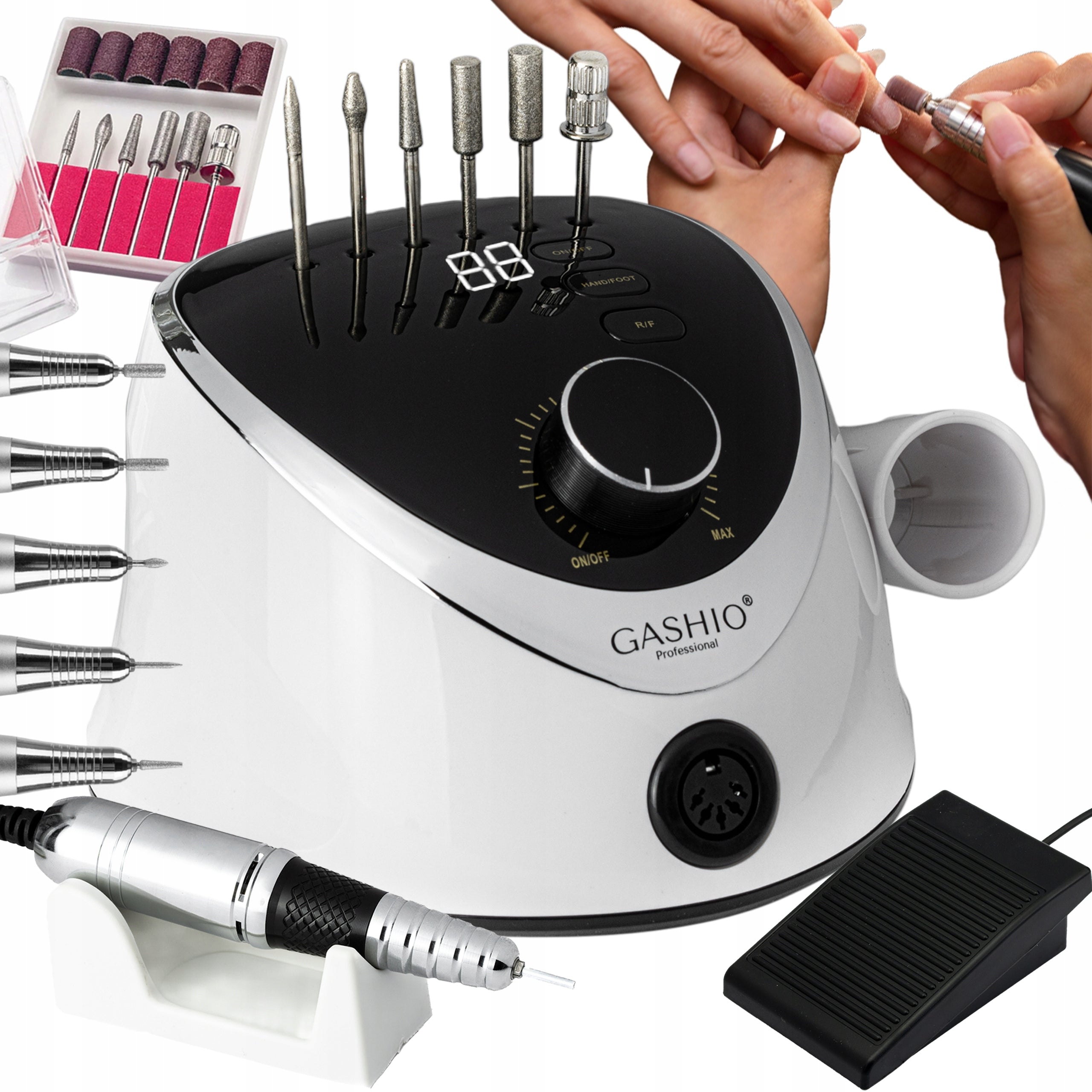 Nail Milling Machine Professional Manicure Pedicure 65W with Cutter Set