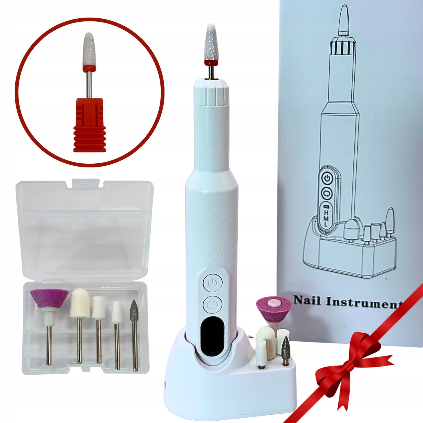 Nail Milling Machine Wireless Manicure Cutter Set Pedicure White