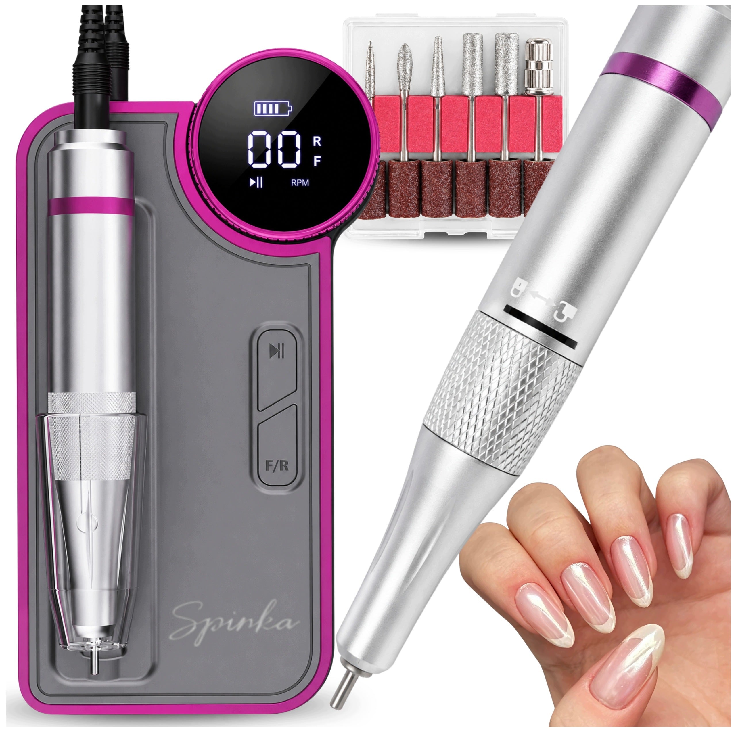 Nail Milling Machine Wireless With Station Manicure Pedicure Strong Set