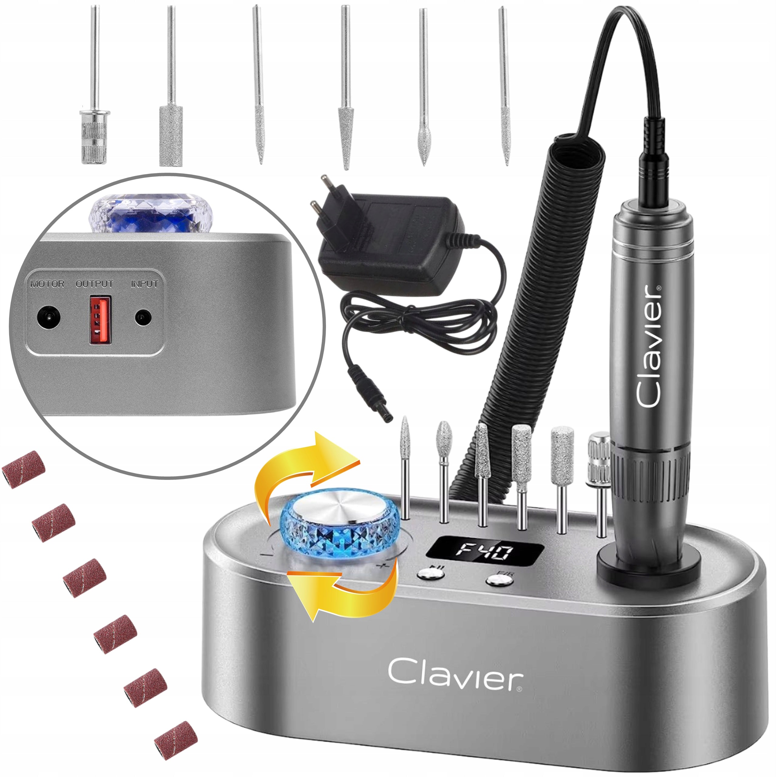 Nail milling machine FX 750 Clavier manicure, pedicure 65W grey cutters