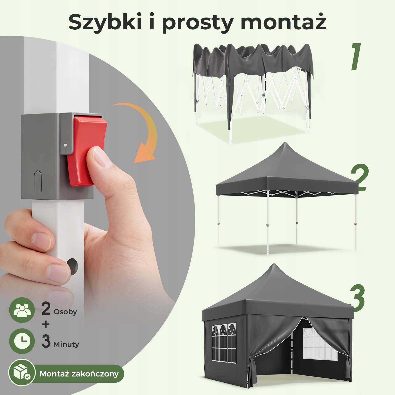 Namiot ogrodowy 3x3m – Wodoodporny, ochrona UV 50+, szybki montaż Length 300 m