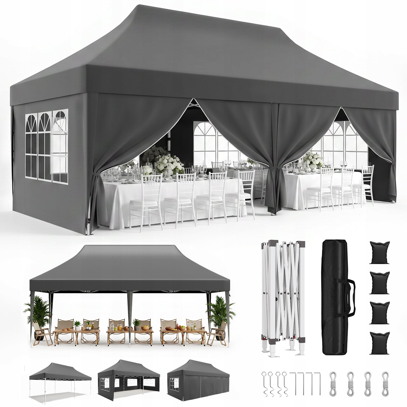 Namiot ogrodowy 3x6m – Wodoodporny, ochrona UV 50+, szybki montaż