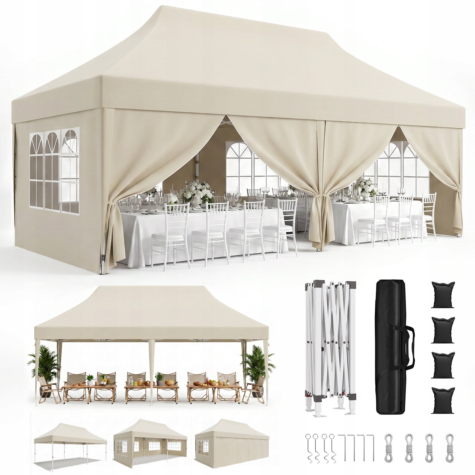Namiot ogrodowy 3x6m – Wodoodporny, ochrona UV 50+, szybki montaż
