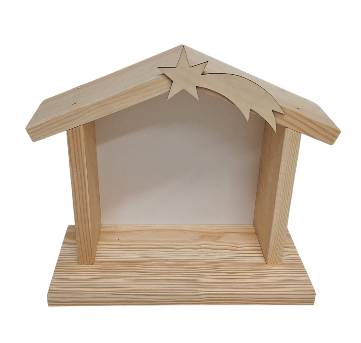 Nativity Scene Wooden Stable DIY Natural