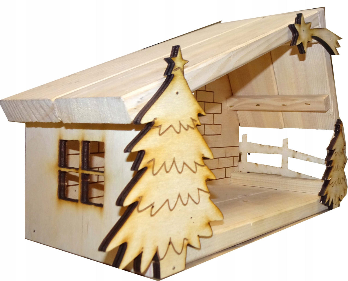 Nativity scene, Bethlehem wooden, with lighting Brand no brand