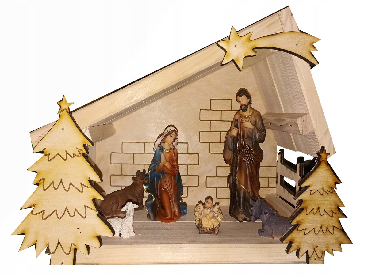 Nativity scene, Bethlehem wooden, with lighting Manufacturer code 4