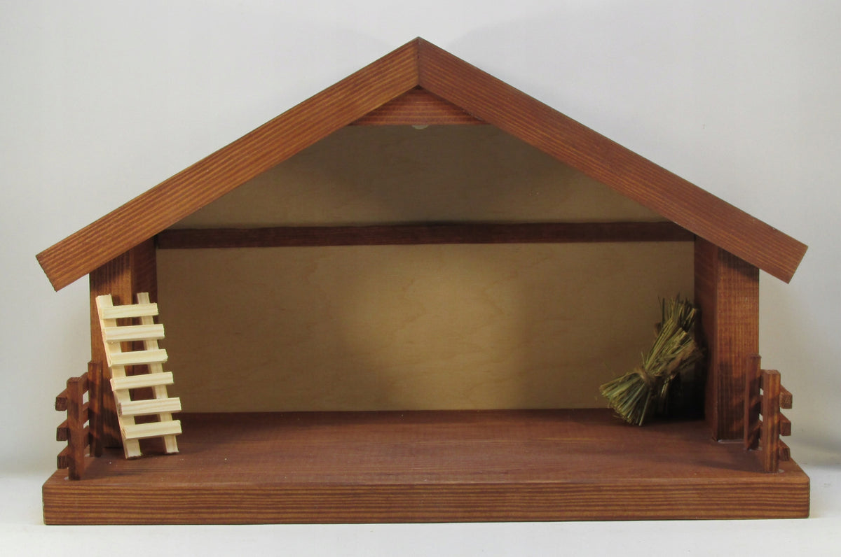 Nativity scene brown pine stable + led lighting 8-11cm Brand no brand