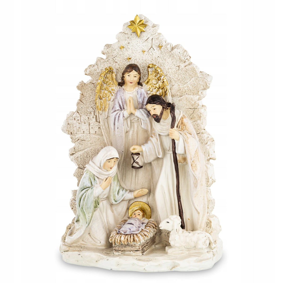 Nativity scene cream, gold plastic 24x16x6 cm 157157