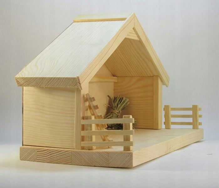 Nativity scene stable natural pine + led lighting 8-11cm Manufacturer code Szopka natura