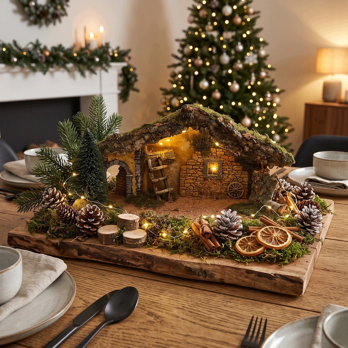 Natural Christmas Nativity Scene 58x23x25 cm Christmas Decoration Packaging status original