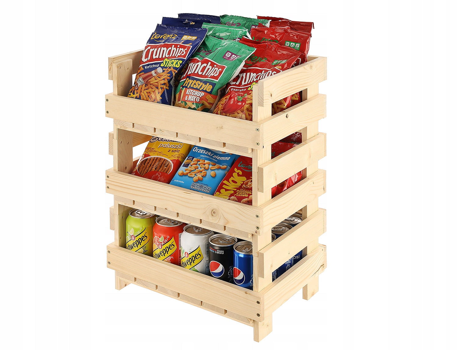 Natural wood box for groceries, 35 x 25 x 17 cm, 3pcs Packaging status original