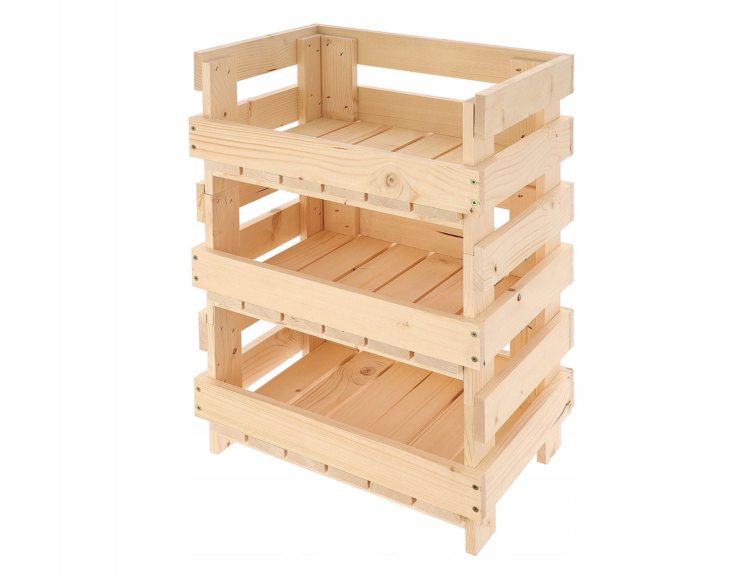 Natural wood box for groceries, 35 x 25 x 17 cm, 3pcs