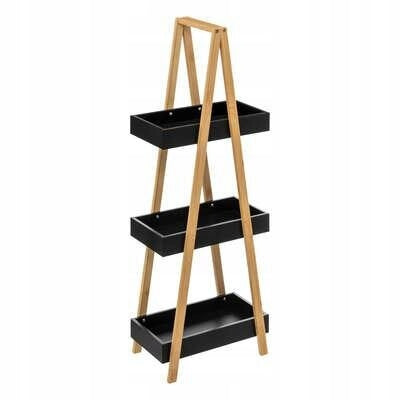 Natureo BATHROOM SHELVING UNIT 3 SHELVES black LADDER