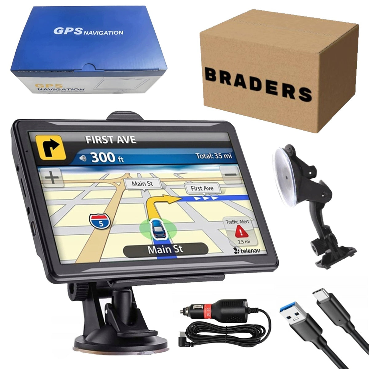 Navigation GPS Truck 7" - Europe, maps 2026, 16 GB Fast Location BRADER