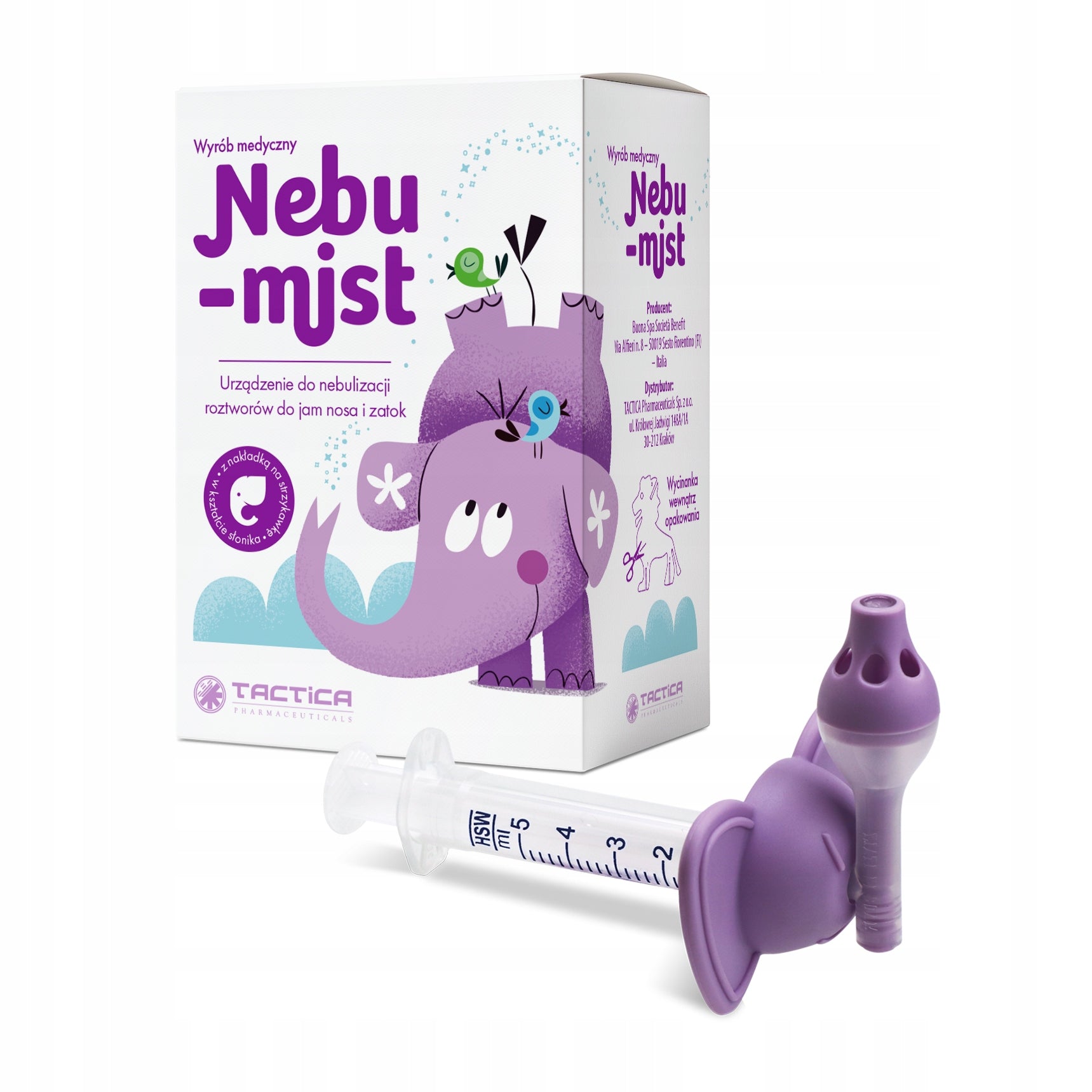Nebu-mist nebuliser device for nasal and sinus cavities 1 piece Packaging status original