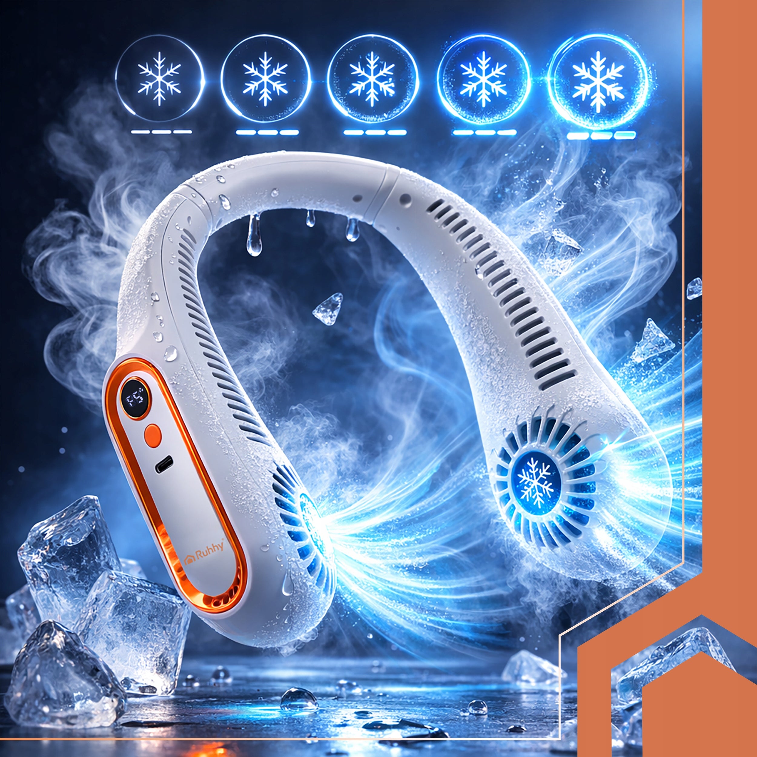 Neck Fan Mini Windmill Portable Wireless Cooling USB-C Manufacturer code Wentylator na szyję Ruhhy 27414