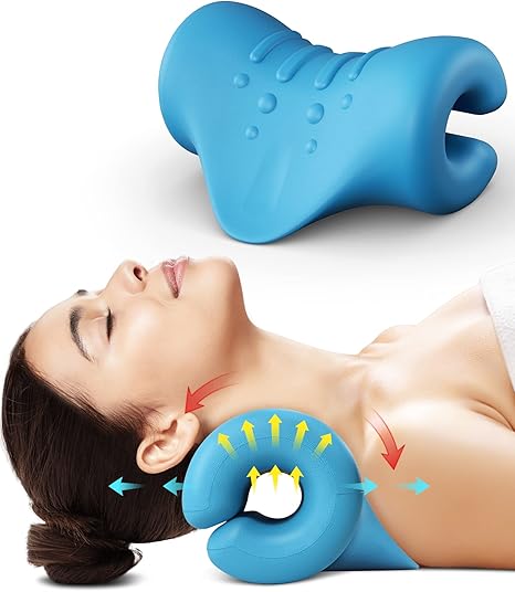 Neck and shoulder relaxer, portable cervical traction device