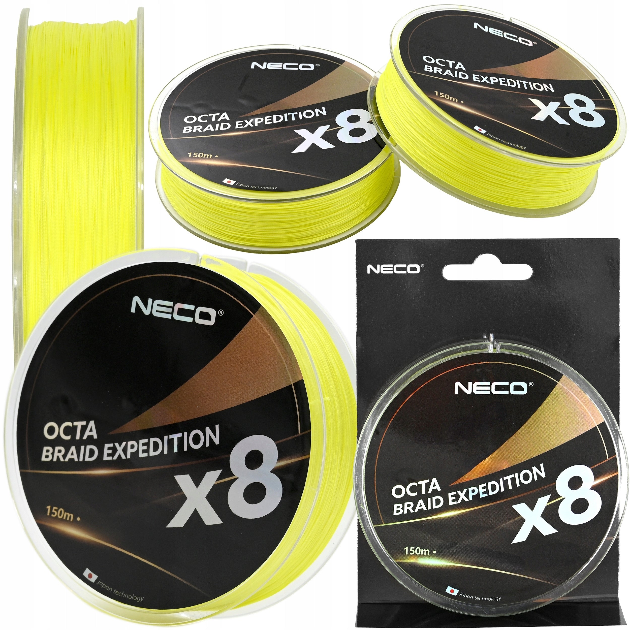 Neco Octa Braid Expedition x8 150m 0,14mm Yellow