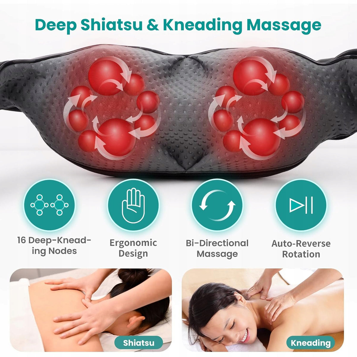 Nekteck Shiatsu Neck and Shoulder Massager with Heat 3D Massage Pillow Packaging status original