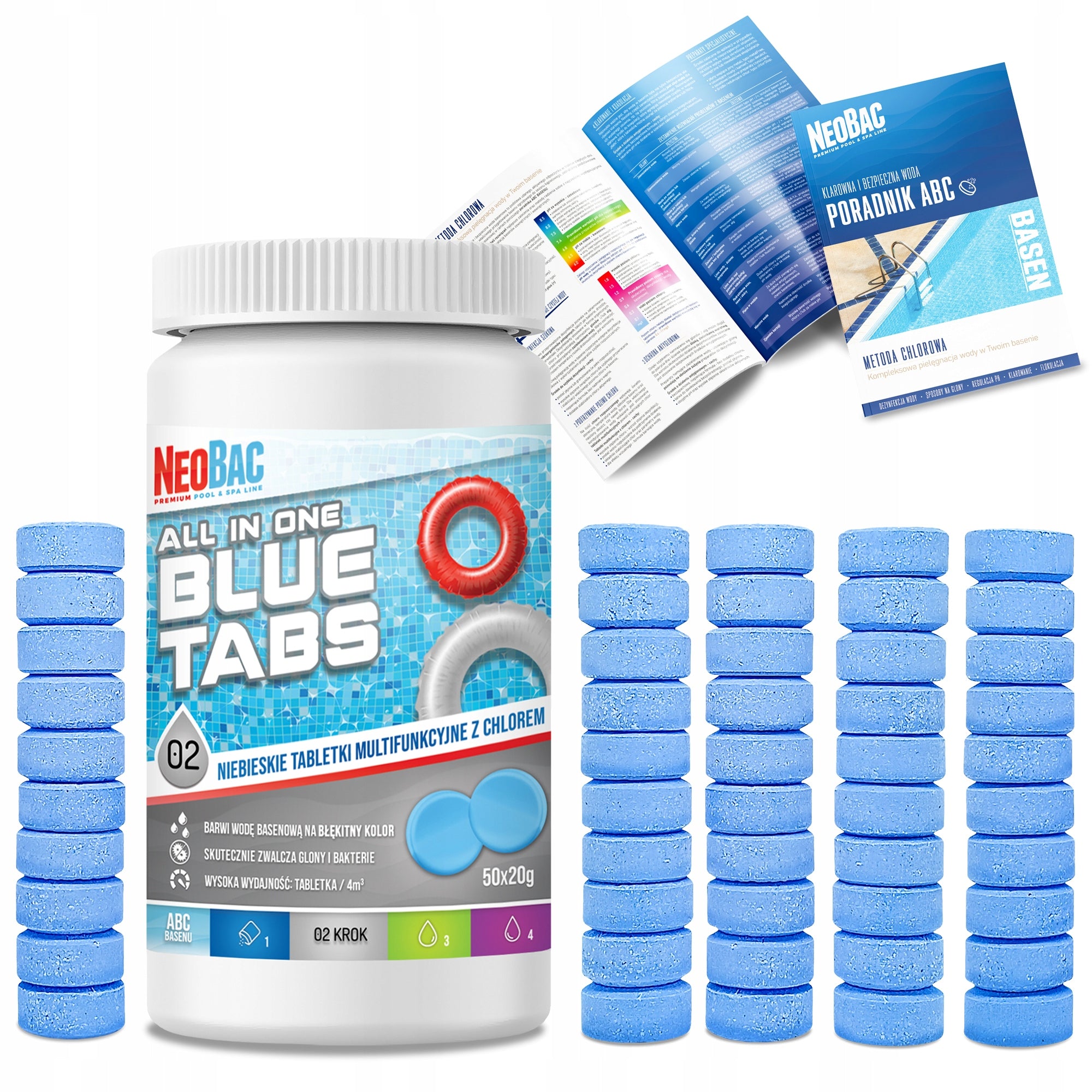 NeoBac Pool&SPA BLUE TABLETS for SWIMMING POOL MULTI CHLORINE for SWIMMING POOL 20g 1kg