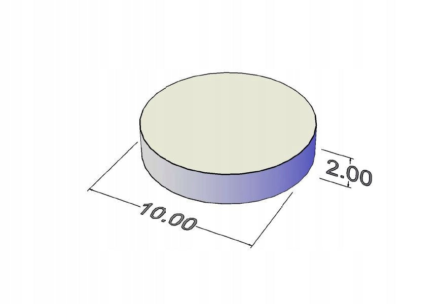 Neodymium Cylindrical Magnet 10x2 mm N38 Strong, Round - 50 Pieces Number of pieces on offer 50 szt.
