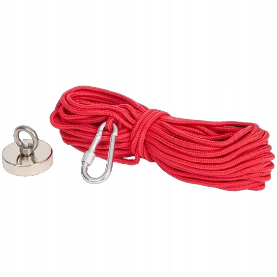 Neodymium magnet 150 kg with rope 20 m For searching in water Number of pieces on offer 1 szt.