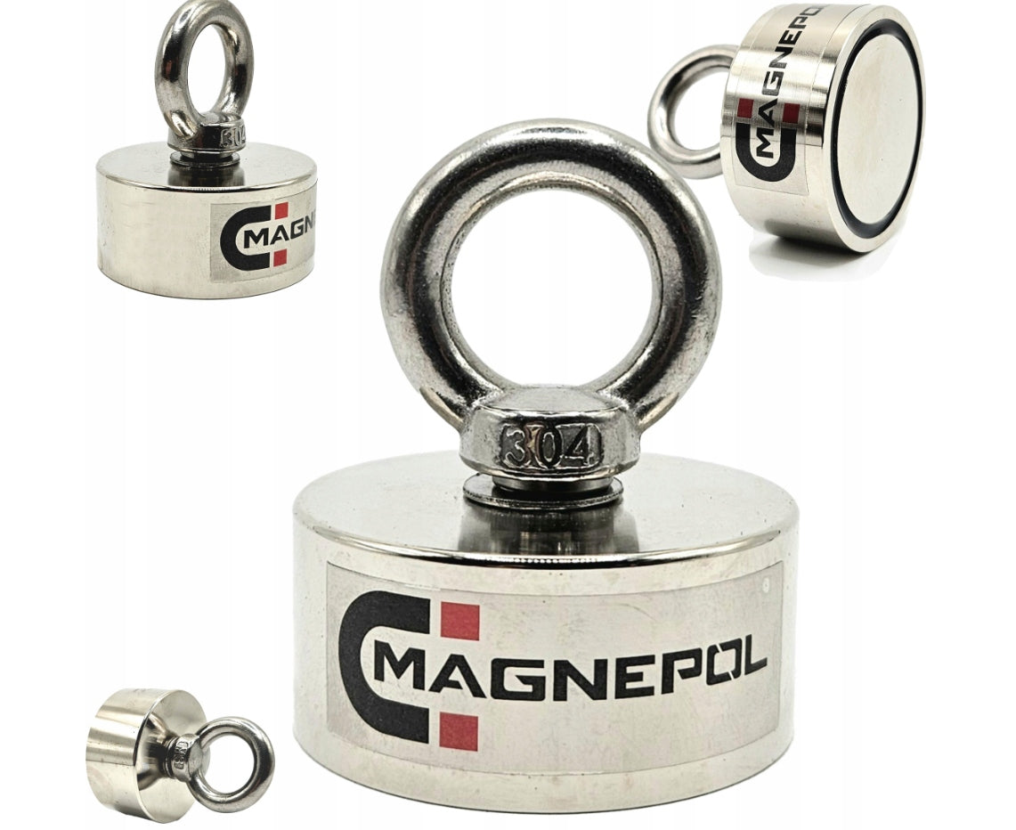 Neodymium magnet Ø50 H23 mm N42 120 kg| for rope, searching | Range 8 cm