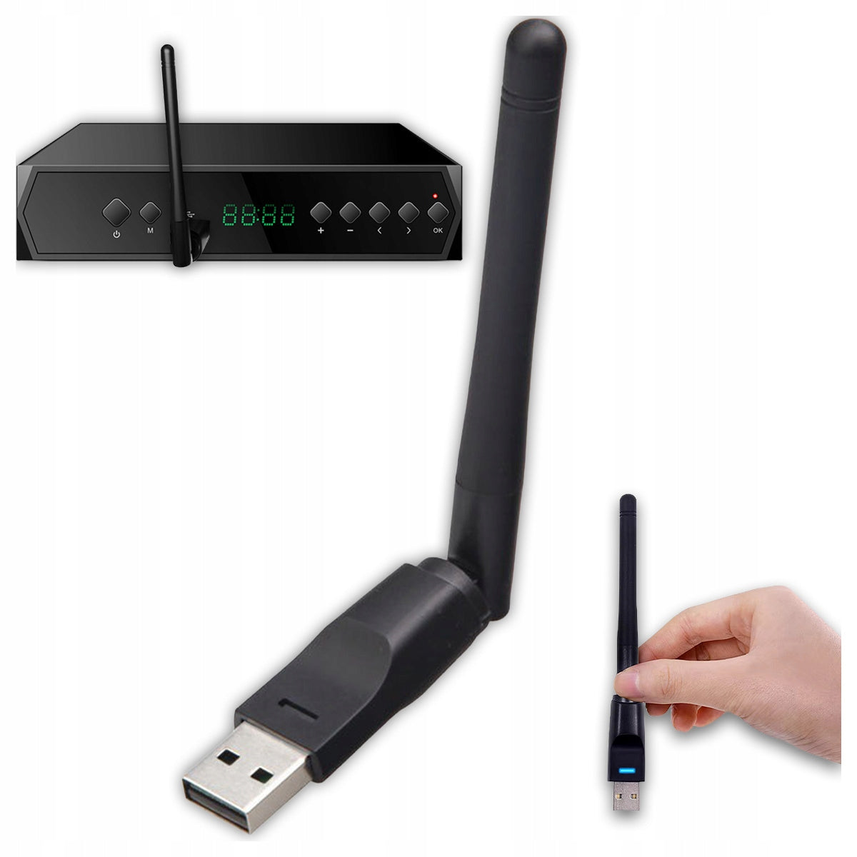 Network Card WiFi Adapter USB Wi-Fi Antenna for DVB-T2 HEVC Decoder Tuner