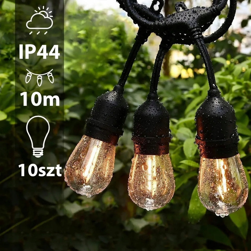 Network GARLAND 230V Garden Chain 10m E27+10x LED Filament BULBS Packaging status original