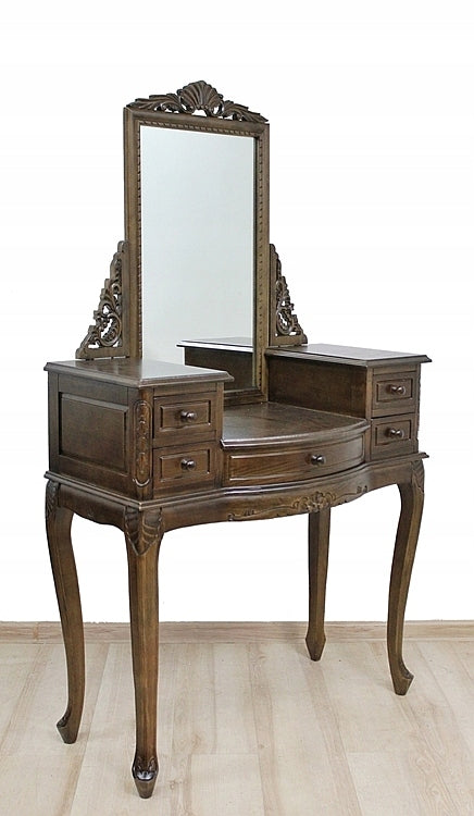 New Carved Classic Dressing Table Mirror Color Walnut Furniture depth 44 cm