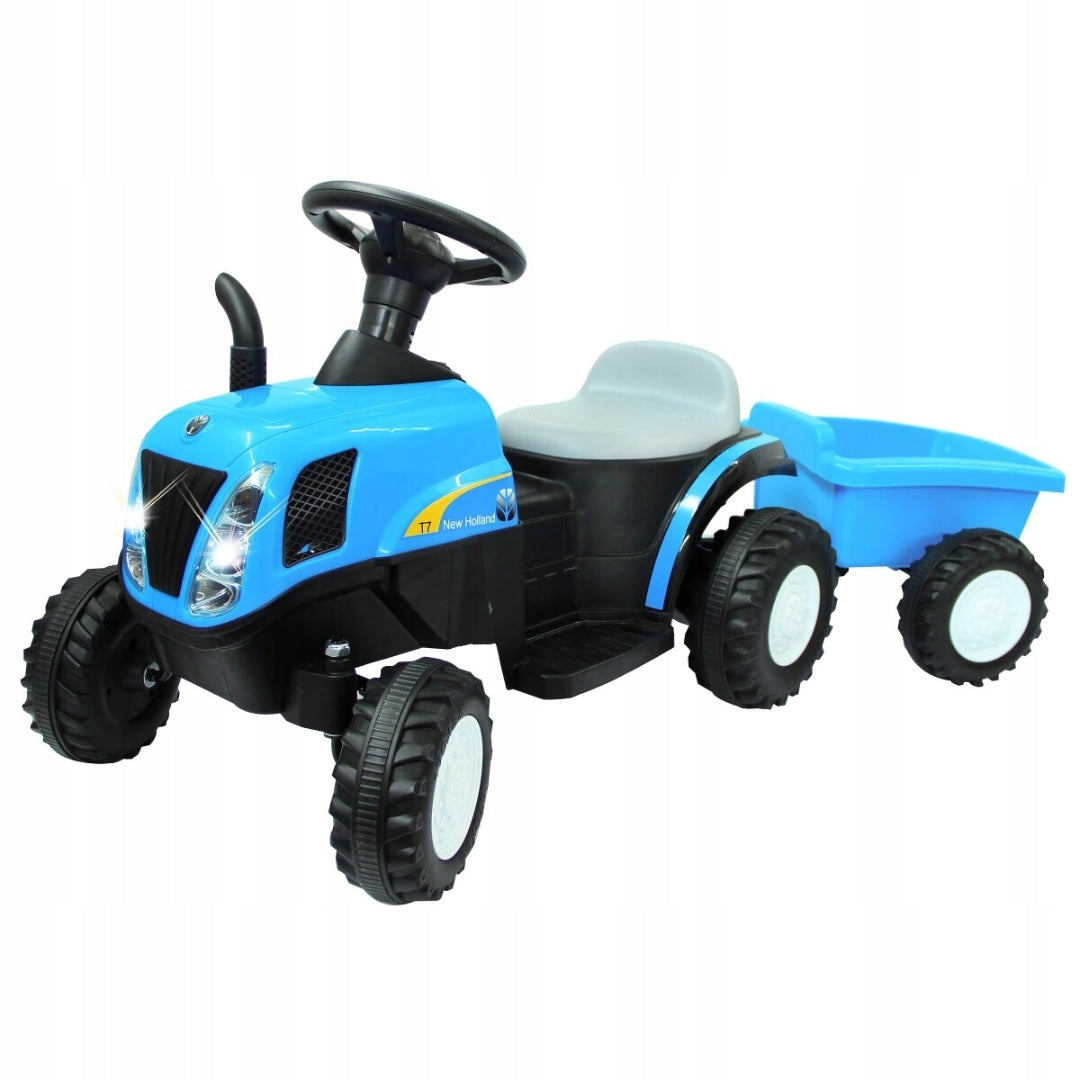 New Holland battery-powered ride-on with trailer blue 6V - JAMRA