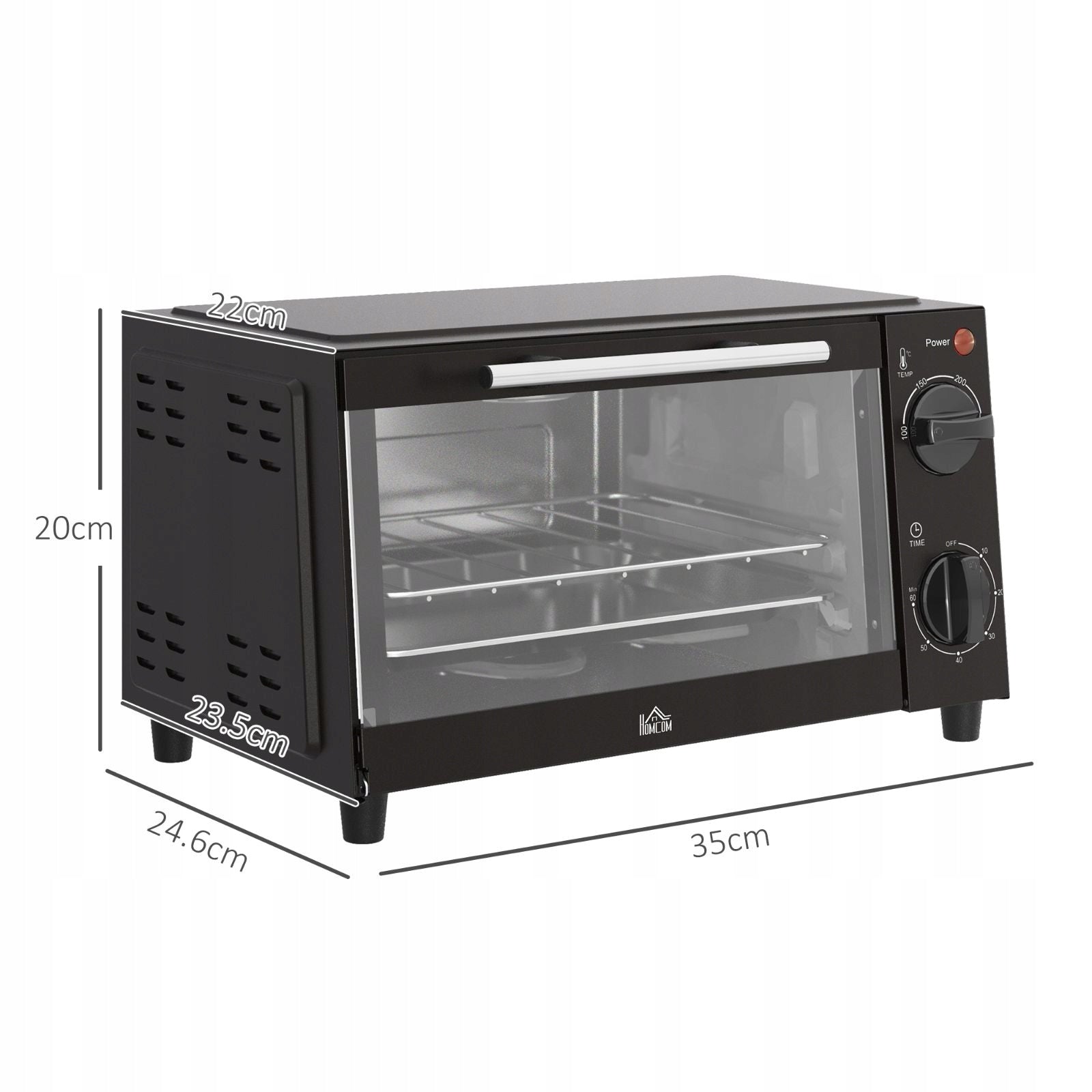 New style Mini oven 9L with thermocouple 750W black Brand no brand