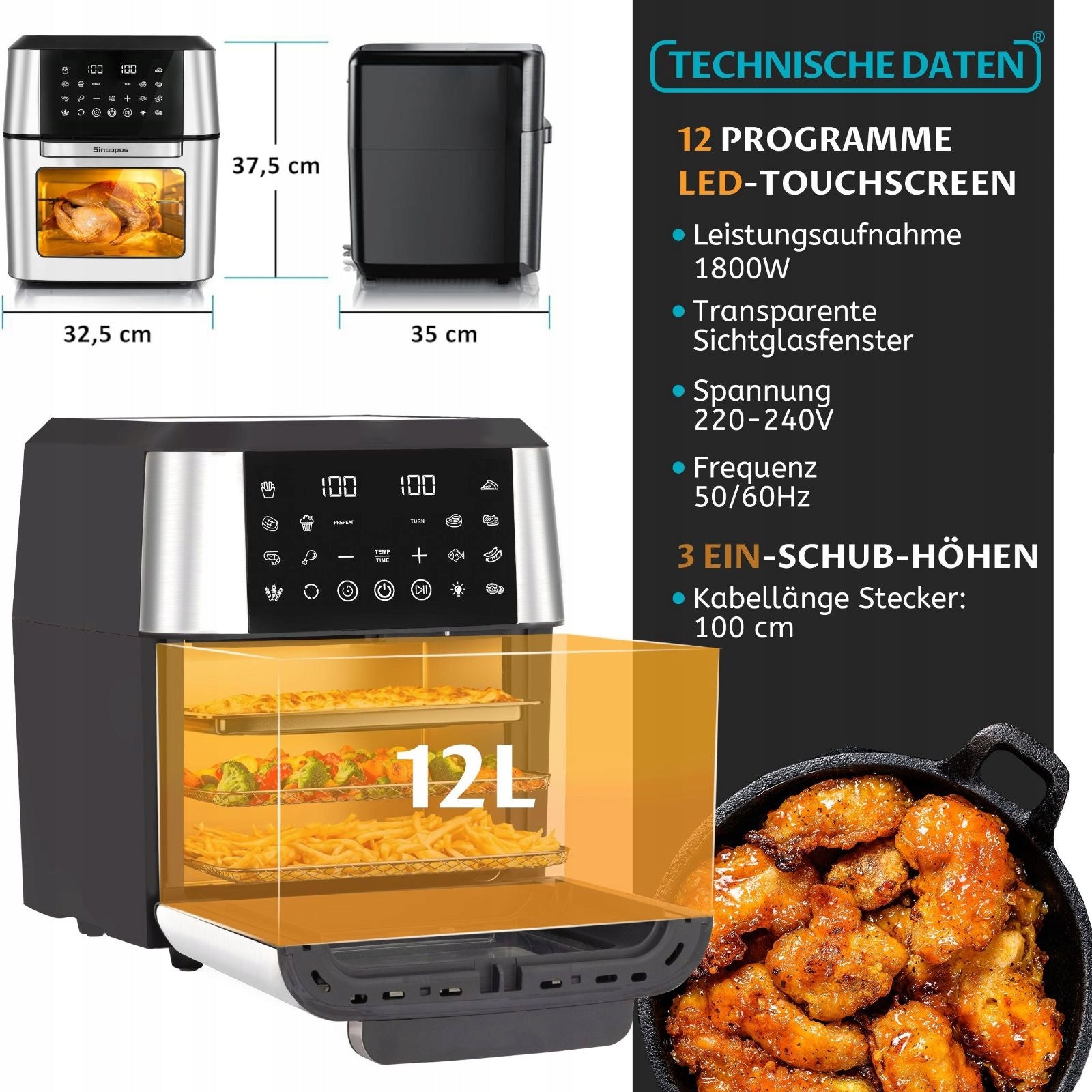 New style XXL 12L non-fat air fryer multifunctional with accessories Brand no brand