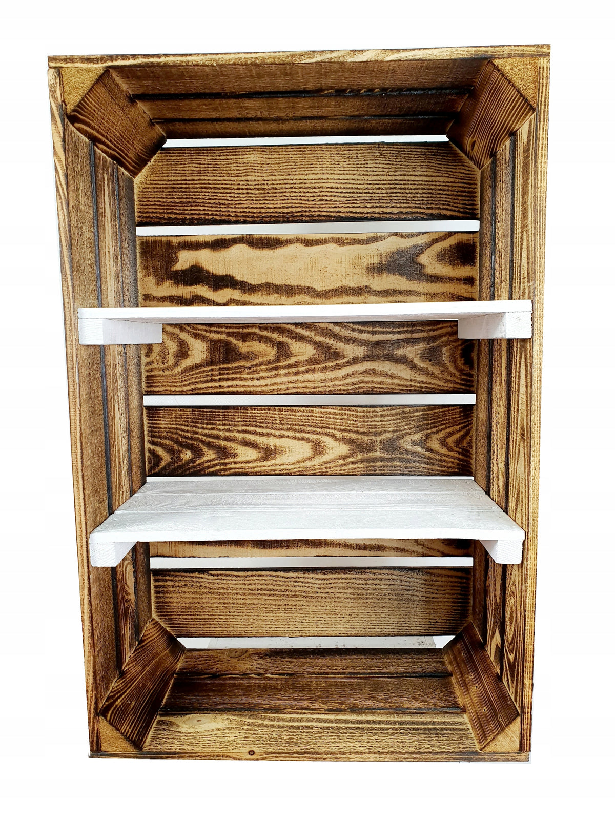 New wooden fired box with white shelves Brand Vinterio