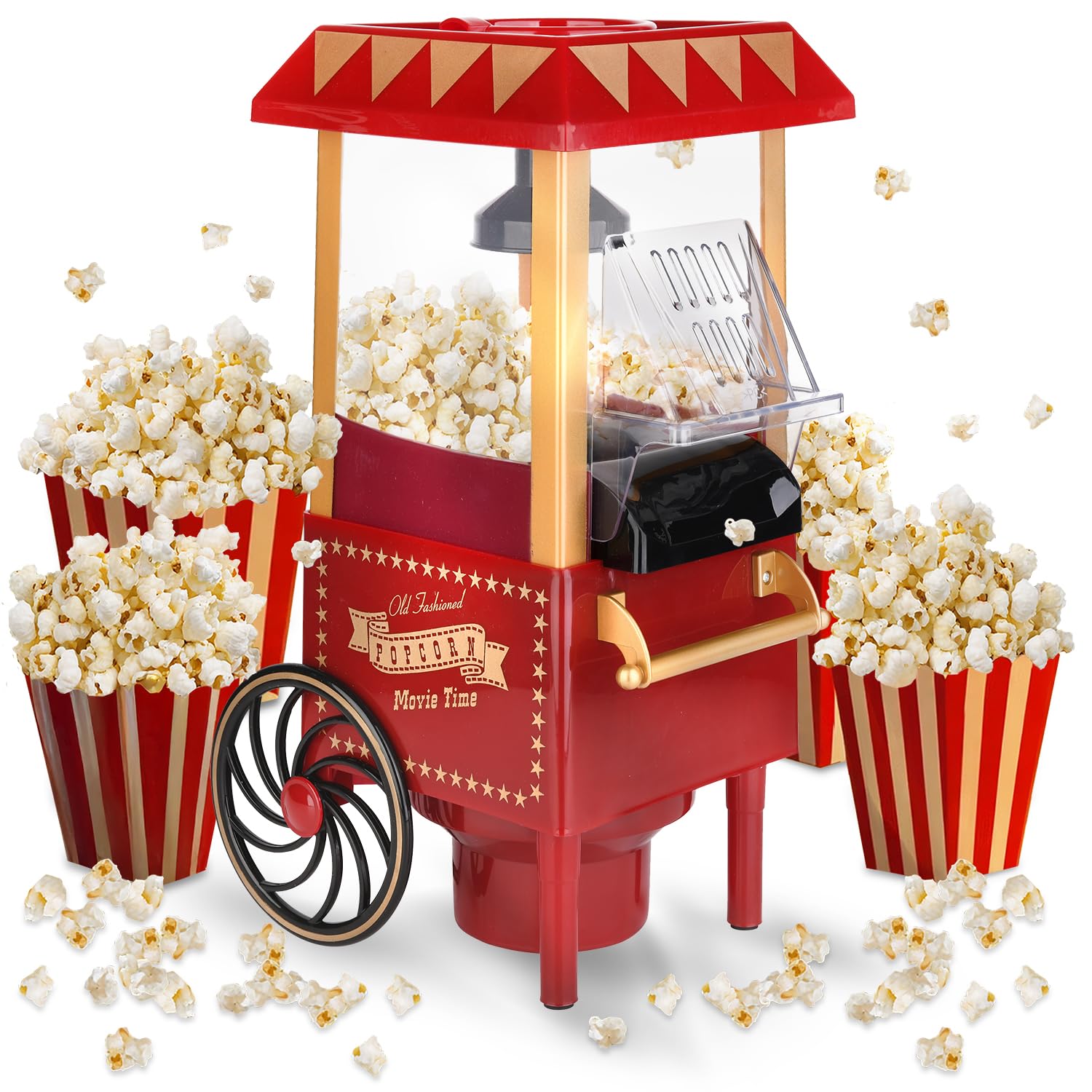 Nk Retro Electric Popcorn Machine 1200W 0,3l Red Yellow