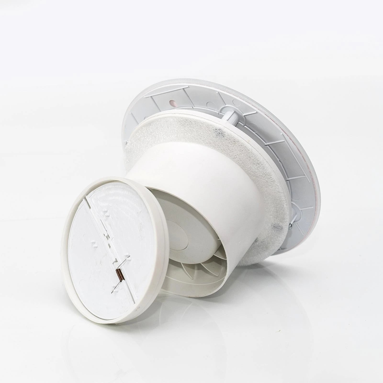 Noiseless Glass Round Bathroom Fan Timer Ø100mm White Mat Eco Packaging status original