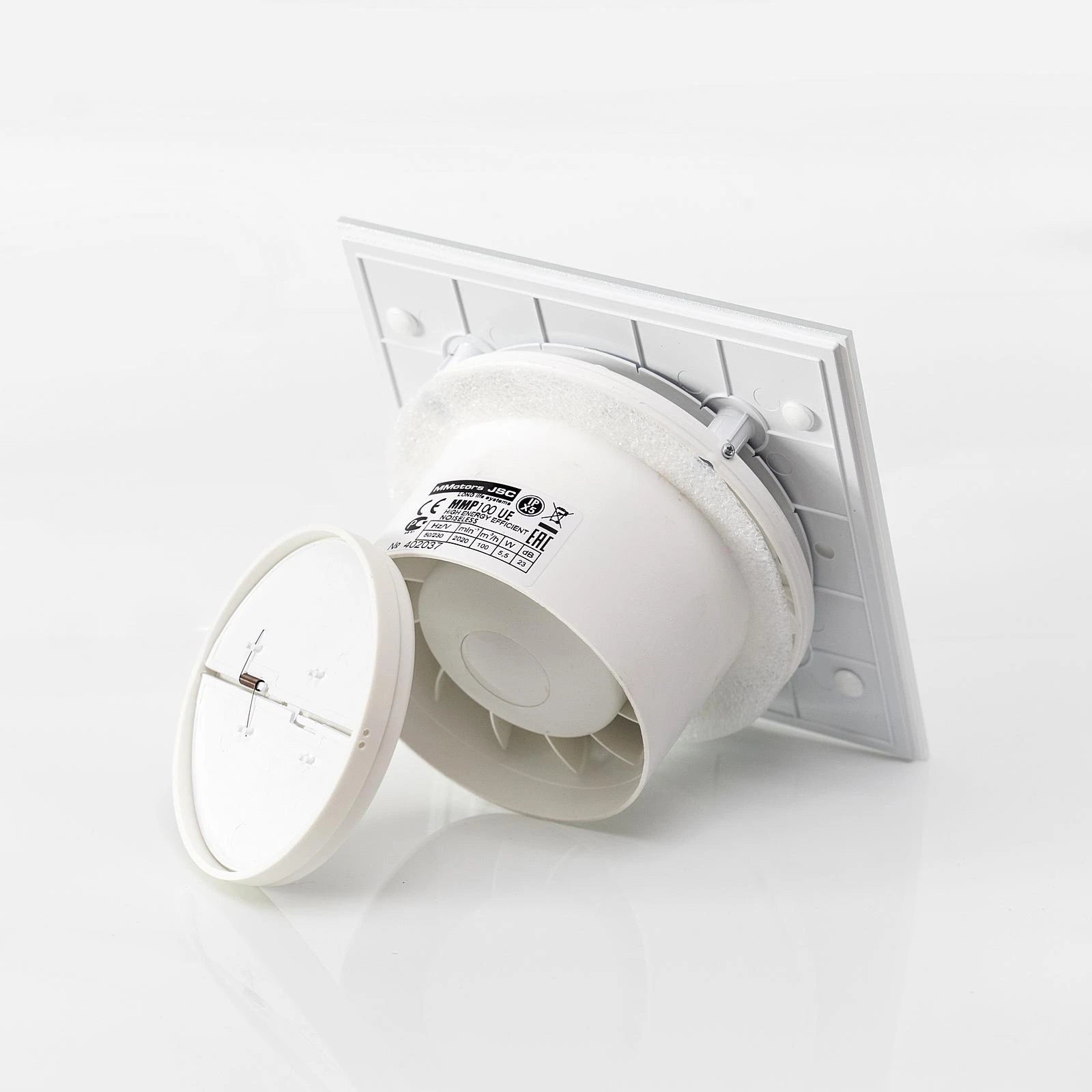 Noiseless bathroom glass fan Ø100mm white flash eco Manufacturer code 9623