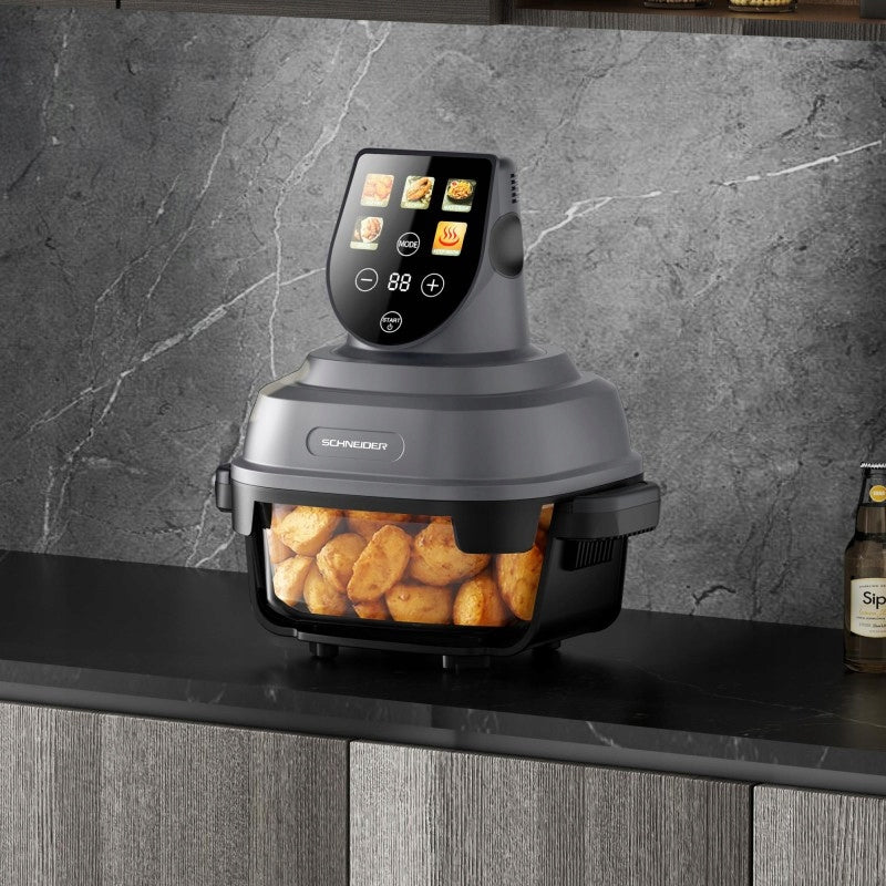 Non-fat panoramic air fryer 2 containers Schneider CRISPI GREY Packaging status original
