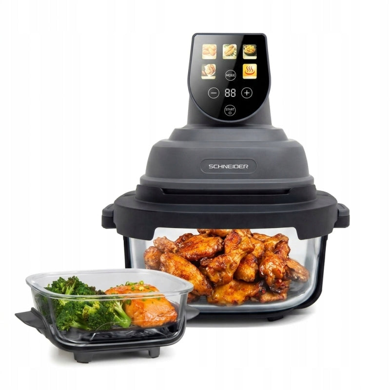 Non-fat panoramic air fryer 2 containers Schneider CRISPI GREY
