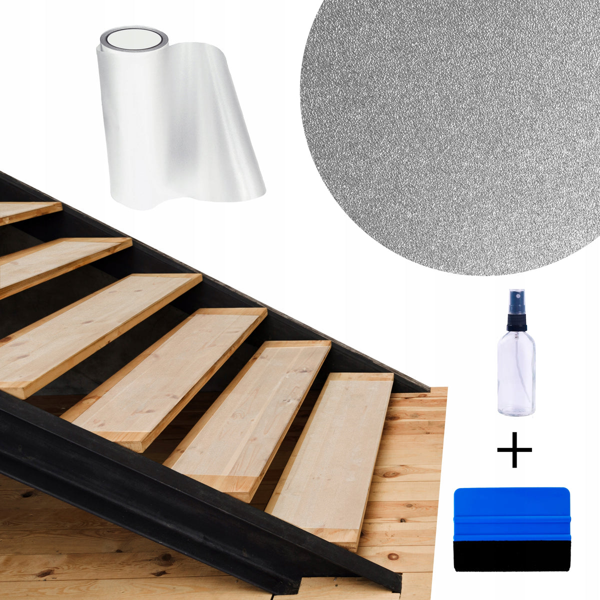 Non-slip PVC protective film for transparent staircase 30x100cm with roll