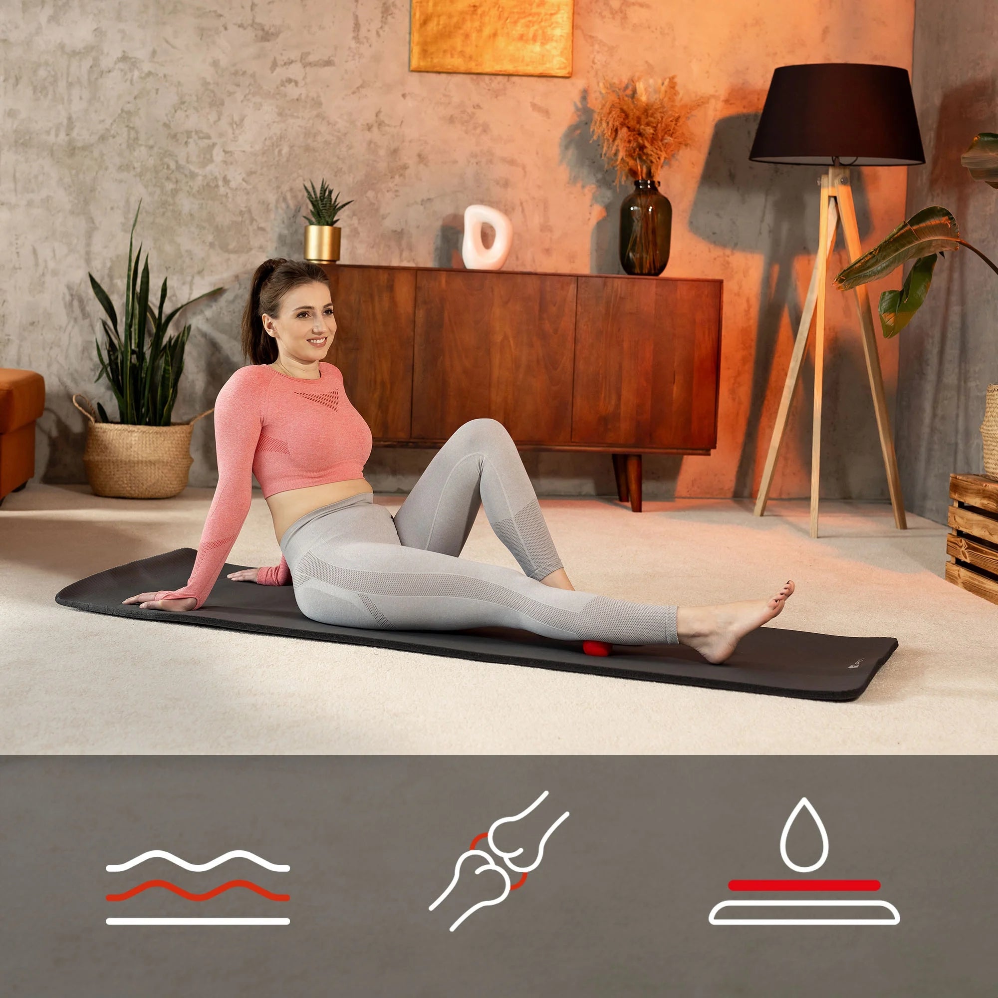 Non-slip thick fitness mat NBR 1,5cm 190x80cm exercise mat Brand Hop-Sport