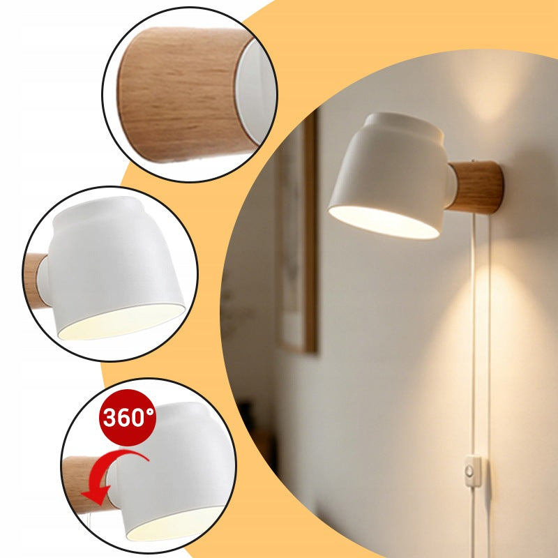 Nordic Loft Plug-in Wall Lamp 360° Swivel Cord Switch Bedside Light Fixture Packaging status original
