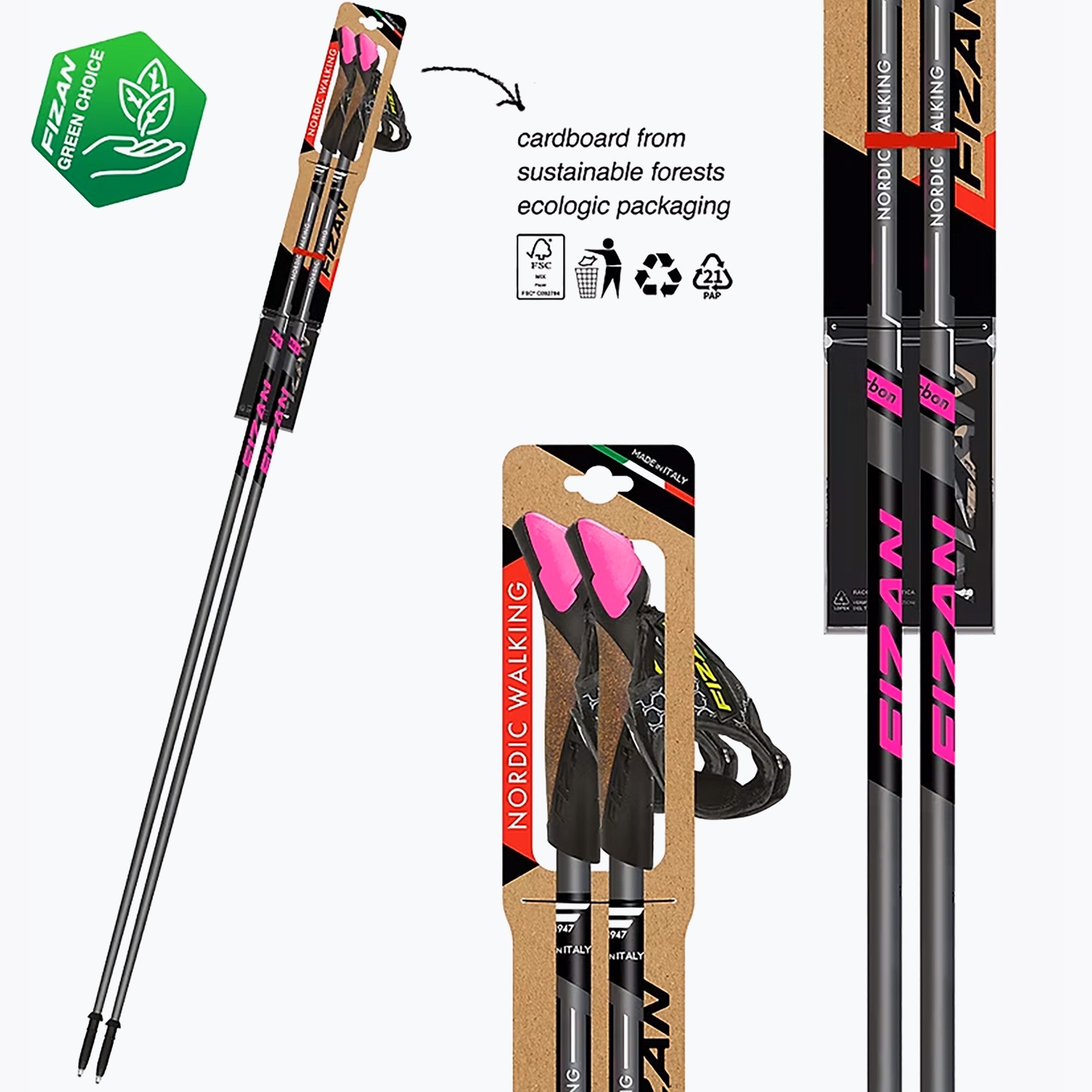 Nordic Walking Poles Fizan Runner Pink 115 cm Brand Fizan