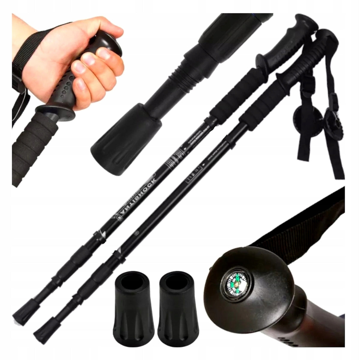 Nordic Walking TREKKING POLES Adjustable Telescopic Folding 65-135CM
