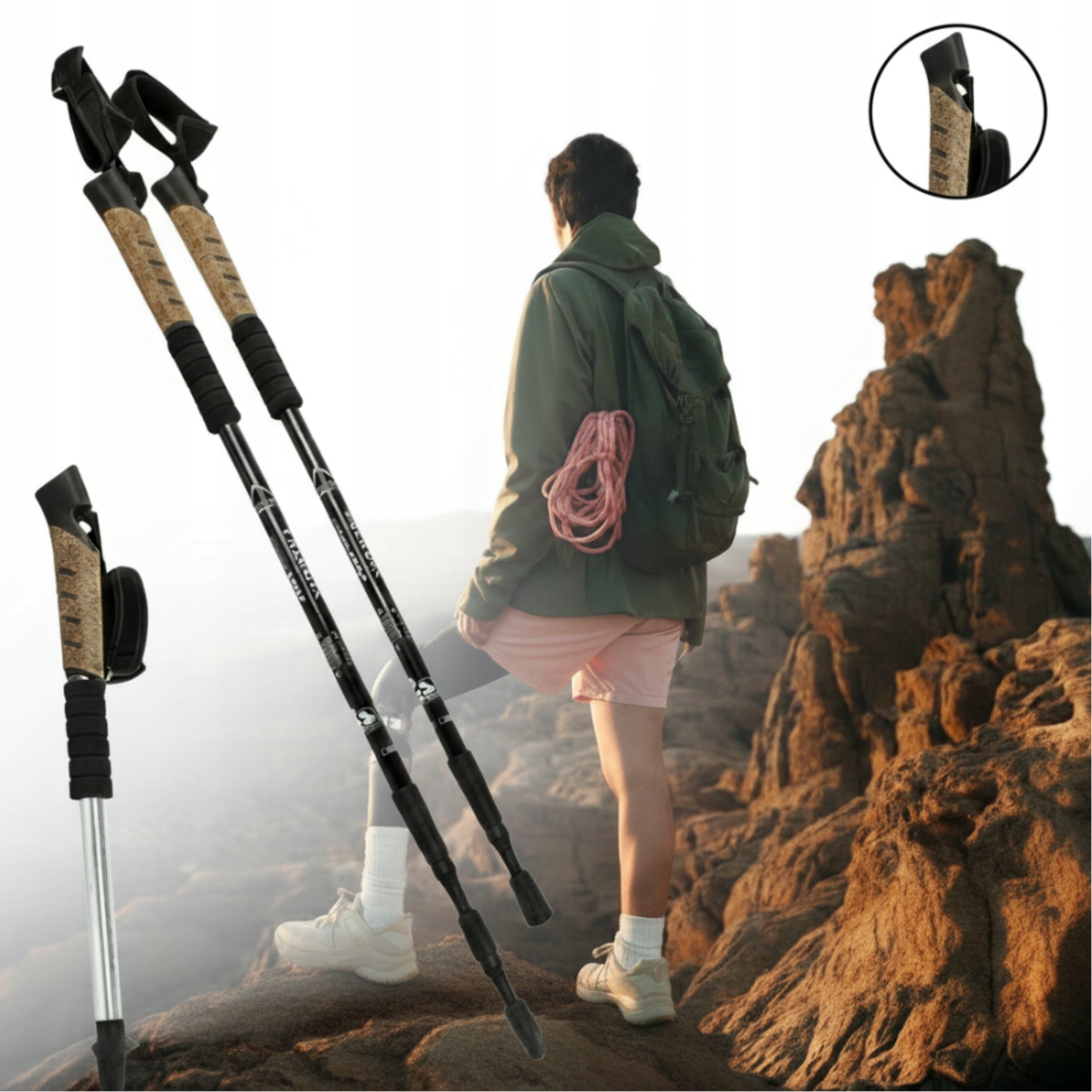 Nordic Walking Trekking Poles Adjustable 2 Pieces Antishock