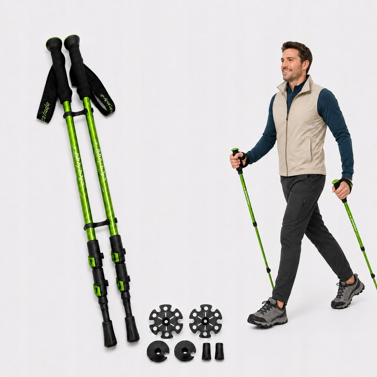 Nordic Walking Trekking Poles Adjustable 61 130 cm Lightweight Foam Hands
