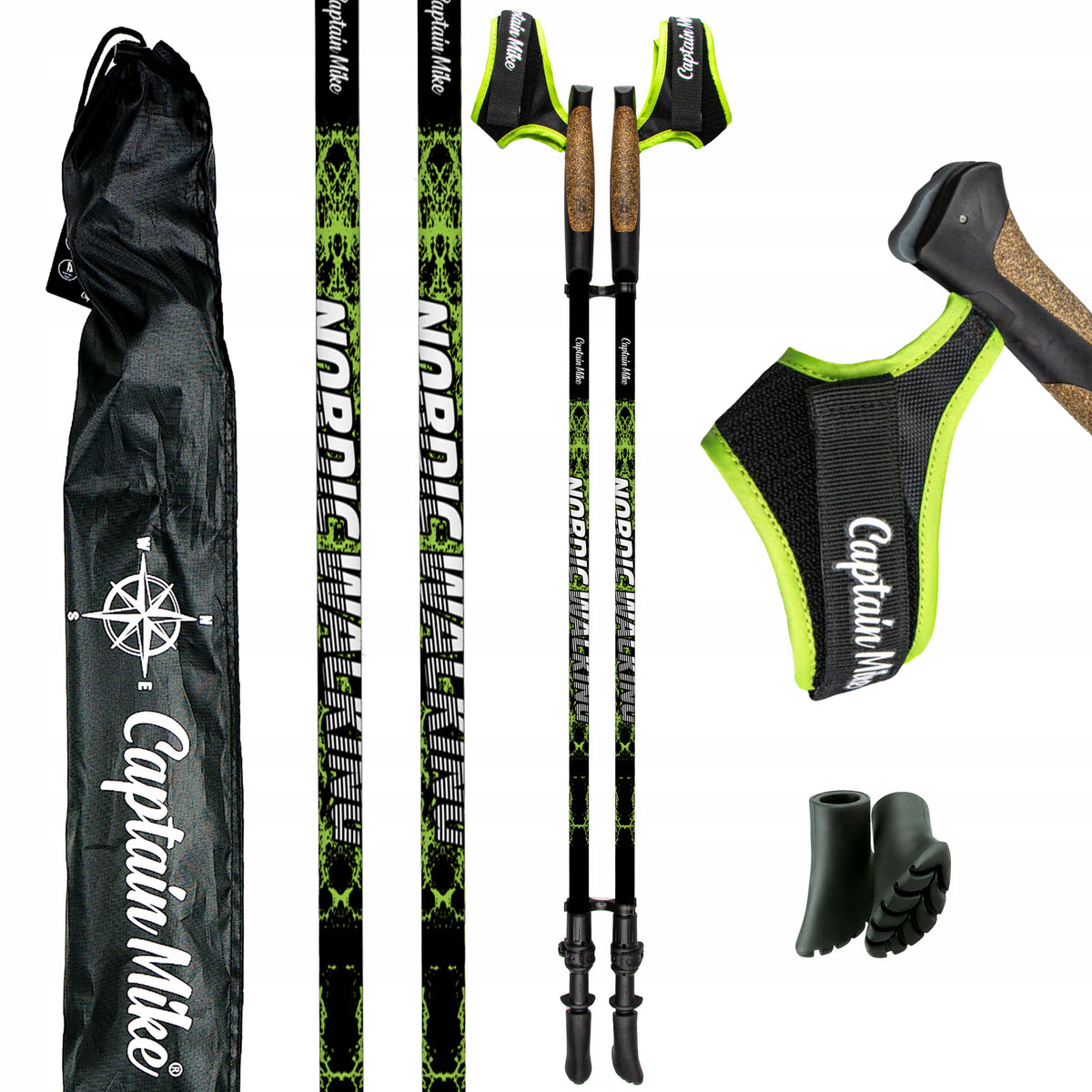 Nordic Walking poles ADJUSTABLE Captain Mike + gloves